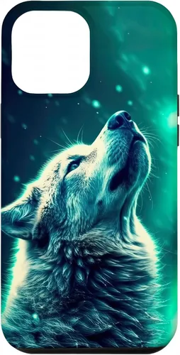 Miniatura 25 de Howling Wolf in Night Green Northern Lights Wolves Dog Lover Case for iPhone 16
