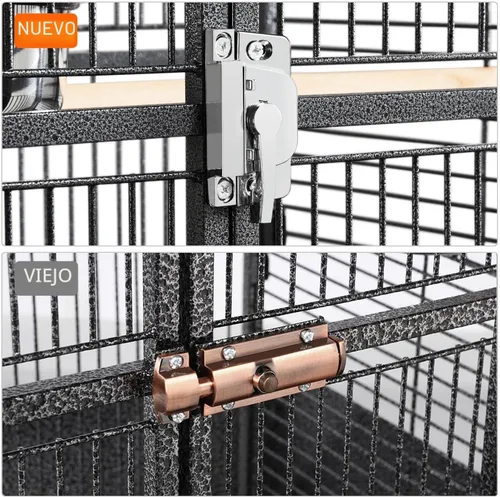 Miniatura 6 de Jaula para pájaros y accesorios de Yaheetech. Ideal para loros, cacatúas, periquitos., Negro