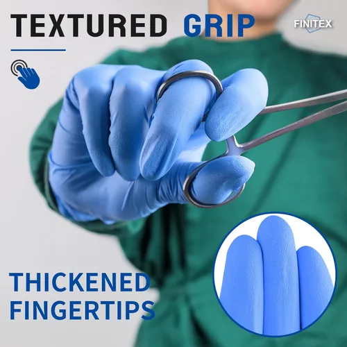 Miniatura 2 de FINITEX Guantes desechables de nitrilo para examen médico, 4 mil, sin polvo, sin látex, 100 unidades, para examen, limpieza del hogar, guantes