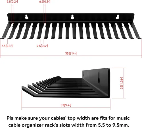Miniatura 7 de 19 ranuras para colgar cables y organizador de pared, soporte para cables, organizador de cables, almacenamiento de estudio, ranuras de ancho de 5.5