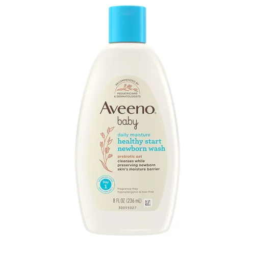 Aveeno Baby Healthy Start Lavado Nutritivo para Recién Nacidos, Gel de Baño Hipoalergénico para Bebé, Avena Prebiótica, Limpia Suavemente la Piel