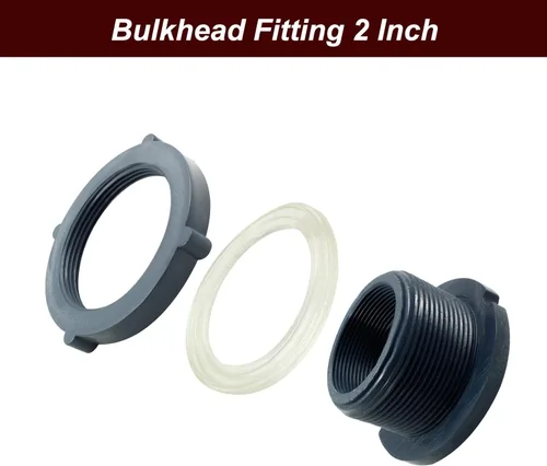 Miniatura 3 de 1 unidad Accesorio de Mamparo NPT2 de PVC, Conector de Tanque de Agua de Plástico de 2 Pulgadas con Rosca Pasante para Barriles de Lluvia, Acuarios
