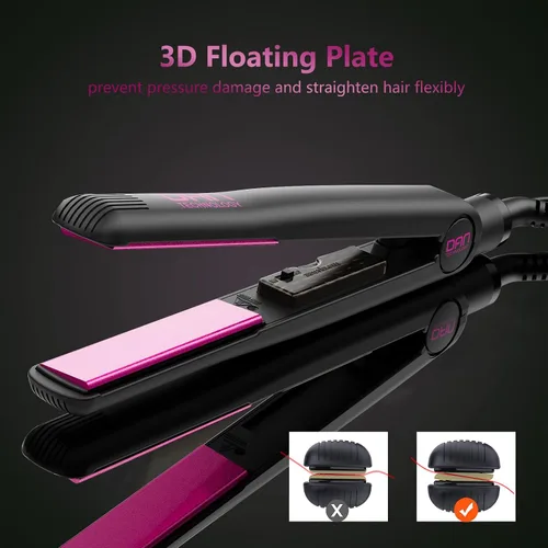 Miniatura 2 de DAN Technology Plancha plana de cerámica de 1 pulgada, plancha de pelo de temperatura ajustable de 500 grados, calentamiento rápido, doble voltaje