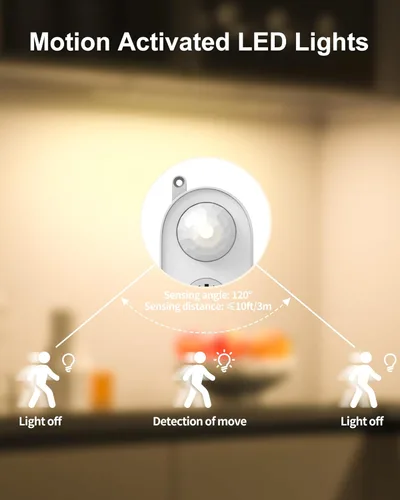 Miniatura 4 de ASOKO Sensor de movimiento regulable LED debajo del gabinete, barras de luz LED enchufables de 12 pulgadas, barra de luz blanca cálida de 2700 K