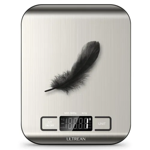 Ultrean Báscula de alimentos, báscula digital de cocina con pantalla LCD, peso gramos y onzas para hornear, cocinar y preparar comidas, 6 unidades