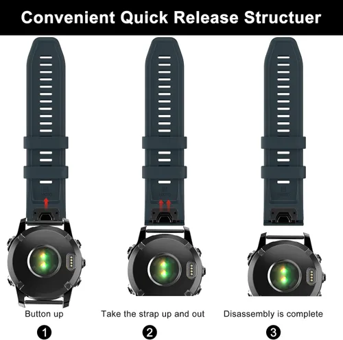 Miniatura 5 de OVERSTEP Compatible con Fenix 7X Band, correa de reloj de silicona suave de 1.024 in de ancho para Garmin Fenix 5X/Fenix 5X Plus/Fenix 6X/Fenix 6X