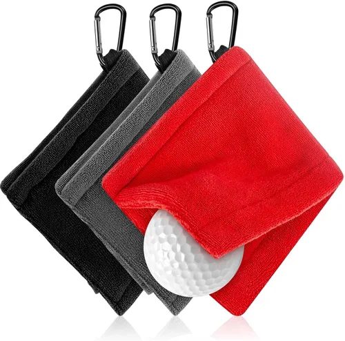 Miniatura 8 de Flutesan Toalla de pelota de golf de 3 piezas de 5.5 x 5.5 pulgadas, toalla de bolsillo pequeña húmeda y seca con clip en D, accesorios portátiles
