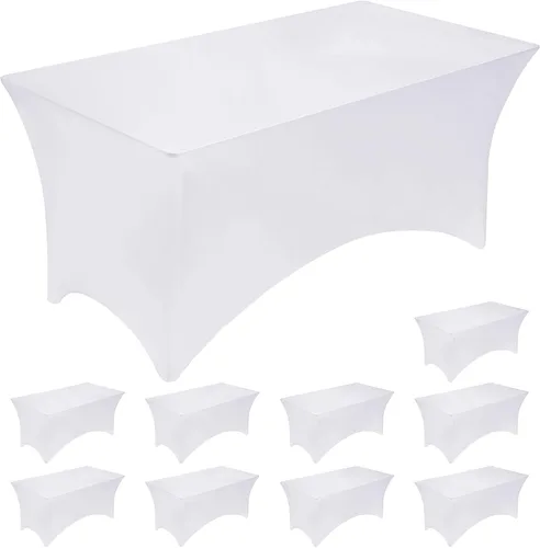 Miniatura 41 de Fixwal Paquete de 3 Manteles Negros para Mesas Rectangulares de 6 Pies, Manteles Rectangulares Elásticos de Spandex Ajustables de 6 Pies