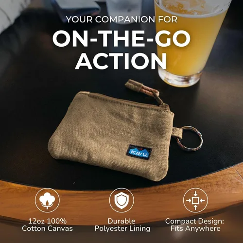 Miniatura 19 de KAVU Stirling Cartera delgada de lona de algodón con cremallera de doble cara