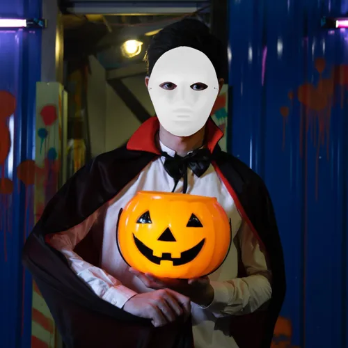 Miniatura 5 de Amosfun 24 máscaras de bricolaje pintura en blanco masculina máscara de cara completa para Halloween, fantasma, cosplay, mascarada, hip hop, baile