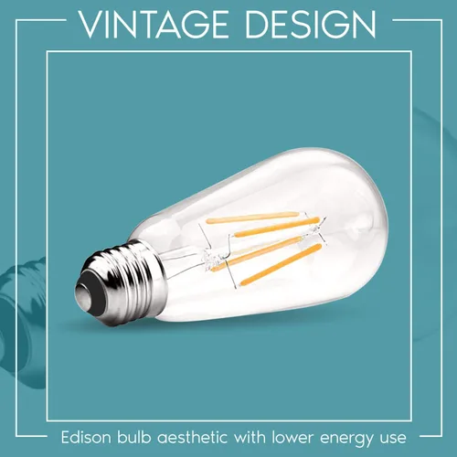 Miniatura 4 de LUXRITE Bombillas LED Edison vintage equivalentes a 75 W, ST19 ST58, 2700 K blanco cálido, 800 lúmenes, bombilla de filamento LED regulable, 8 W