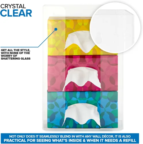 Miniatura 3 de Stock Your Home Dispensador de guantes acrílicos triple, estante para caja de pañuelos, soporte de pared para guantes, para cocina, armario