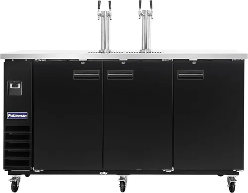 Miniatura 13 de Polarman Dispensador de cerveza Kegerator de 16.6 pies cúbicos con doble grifo para bares y restaurantes con 2 acopladores, bandeja de goteo de 33