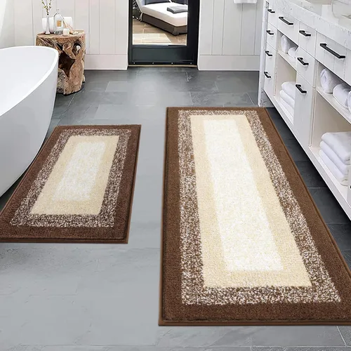 Miniatura 15 de Juegos de alfombras de baño de 3 piezas, alfombras de baño antideslizantes absorbentes, alfombras de baño de felpa extra suaves y esponjosas