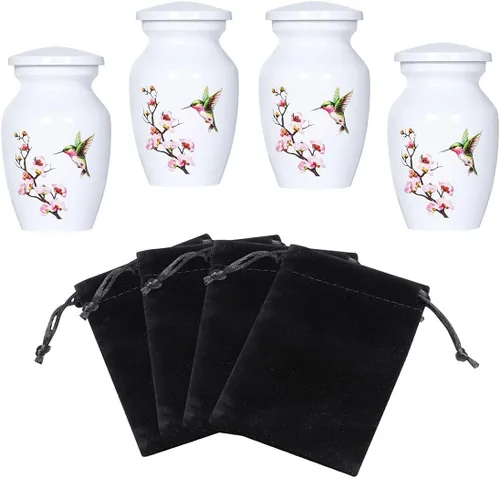 Miniatura 7 de Urna pequeña de colibrí para cenizas humanas o cenizas de mascotas, mini urna de cremación de aluminio para cenizas - Urna de recuerdo conmemorativa