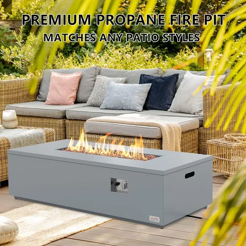 Miniatura 4 de Mesa de fogata de 60 pulgadas para exteriores de alta calidad con rocas de lava y manguera de 12 pies, mesa grande de fuego de gas propano, chimenea