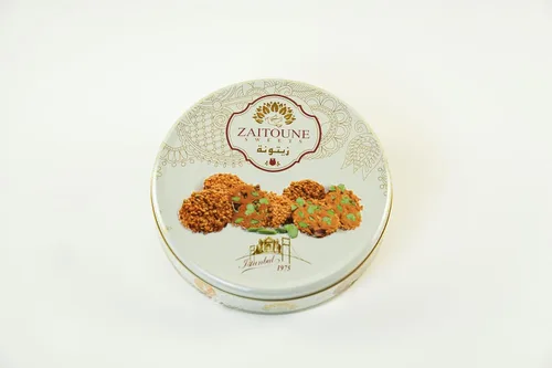 Miniatura 5 de Zaitoune Galletas Barazek - 8.82 oz Lujosas galletas crujientes de sésamo y pistacho hechas a mano en Turquía Hermosa lata de regalo