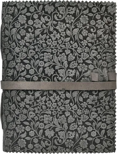 Miniatura 2 de LEATHER VILLAGE Diario floral en relieve encuadernado en cuero para mujeres y hombres, 200 páginas, 6 x 4 pulgadas (A6), negro - Libro de sombras
