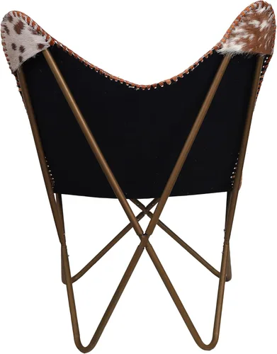 Miniatura 6 de cuero Silla de mariposa de cuero hecha a mano para sala de estar, silla de cuero cosido a mano mariposa (blanco bronceado)