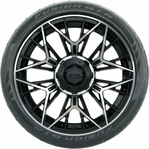 Miniatura 2 de GTW Juego de 4 ruedas y neumáticos para carrito de golf de 15 pulgadas GTW Stellar negro mate/ruedas mecanizadas en neumáticos radiales Fusion GTR