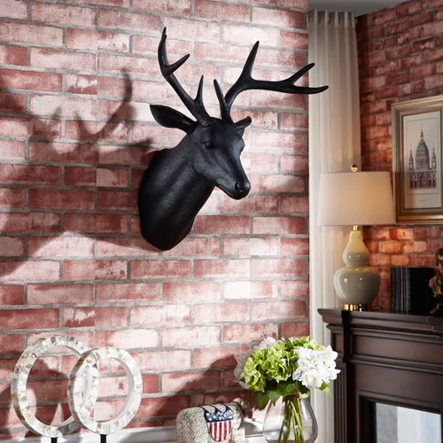 Miniatura 4 de Notakia Wall Charmers Cabeza de Ciervo Falsa Grande Negra Taxidermia Falsa Cabeza de Animal Decoración de Pared - Decoración de Granja Hecha a Mano