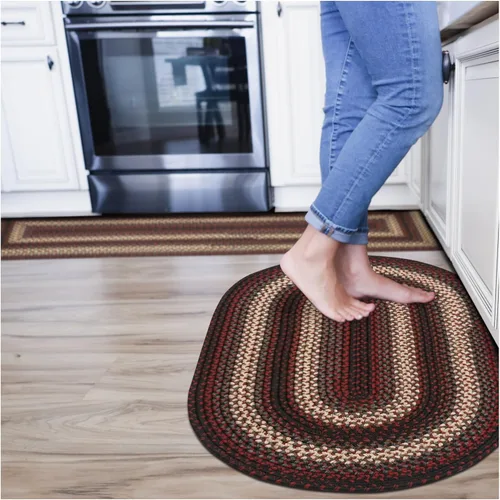 Miniatura 31 de Alfombra ovalada trenzada gris humo de 20 x 30 pulgadas, lavable para interiores y exteriores, decoración campestre para cocinas y entradas