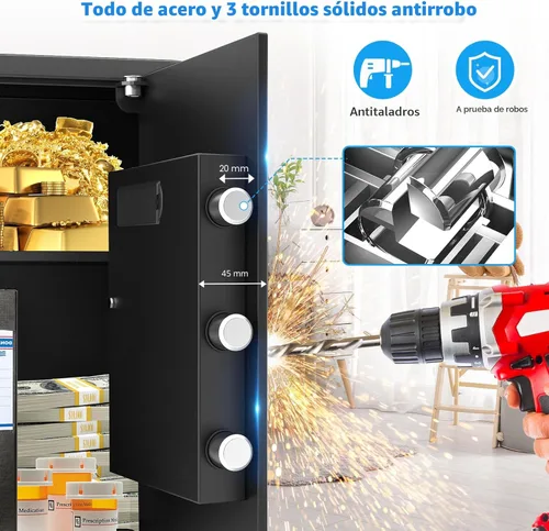 Miniatura 3 de Caja fuerte de 19.69 pulgadas de alto, caja fuerte para el hogar de 3.3 pies cúbicos con bolsa impermeable ignífuga, caja de seguridad digital