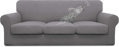 Miniatura 73 de Easy-Going Funda de sofá 100% impermeable doble de 3 piezas, elástica, suave, para perros, para sofá de 2 cojines separados, protector de muebles a