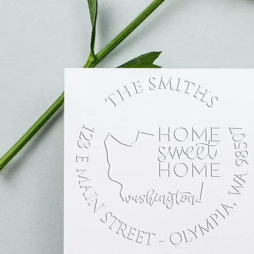 Miniatura 16 de Sello en relieve de dirección personalizado para nuevos propietarios de viviendas, sello redondo de 1-5/8 para dirección de casa, estampado