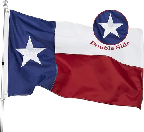 Homissor Bandera de Texas de doble cara 4x6 TX banderas de estado bordadas estrellas resistentes al aire libre 210D bandera de nailon Oxford