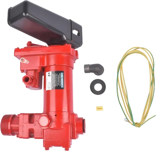 Miniatura 7 de Bomba de transferencia de combustible roja resistente de 115 V 15 GPM AC con protección térmica de sobrecarga para aceite, combustible, gasolina