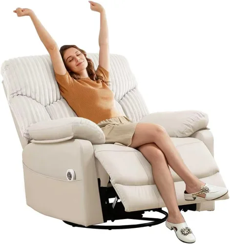 Miniatura 9 de GRAINELL - Silla reclinable giratoria con masaje y calor, puerto de carga USB, reclinable eléctrico de posición infinita, mecedoras eléctricas