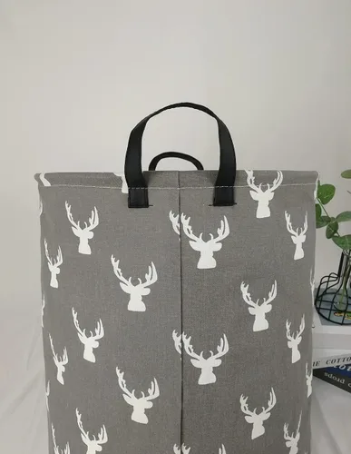 Miniatura 6 de canasta redonda grande para almacenamiento, con cubierta impermeable, organizador para la ropa sucia, para la habitación de los niños, para ropa