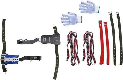 Miniatura 2 de Juego de picos de escalada de árboles, estacas ajustables de acero inoxidable para escalada de árboles con cinturón de arnés y correa trasera
