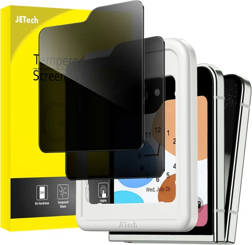 JETech Protector de pantalla de privacidad frontal para Samsung Galaxy Z Flip 5, película de vidrio templado antiespía con herramienta de fácil