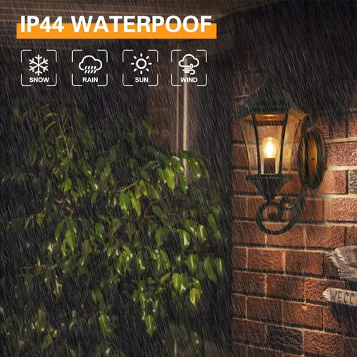 Miniatura 8 de LM3601-UP-M - Lámpara de pared de bronce antiguo de 19 1/2 pulgadas de alto, lámpara de pared exterior impermeable con vidrio transparente