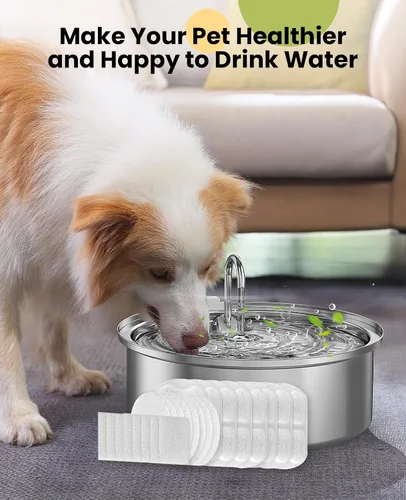 Miniatura 6 de ONEISALL Fuente de agua para perros grandes, de 7 litros/230 onzas/1.8 galones, fuente de acero inoxidable súper silenciosa con triple filtración