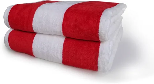 Miniatura 2 de Royal Comfort Cabana - Toallas de playa a rayas de 30 x 60 pulgadas, paquete de 4 unidades (rosa neón / blanco) terciopelo de rizo de 11.7 libras