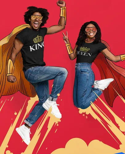 Miniatura 3 de Rey y Reina - Juego de camisetas de pareja para él y ella