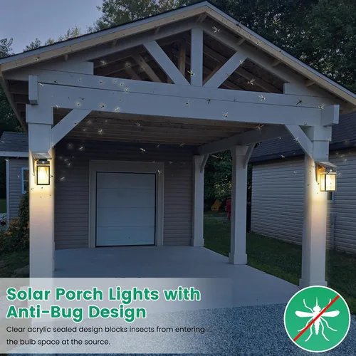 Miniatura 6 de Luces Solares de Porch al Aire Libre, del Anochecer al Amanecer y Luz de Pared con Sensor de Movimiento con Forma de Linterna, 3 Modos IP65