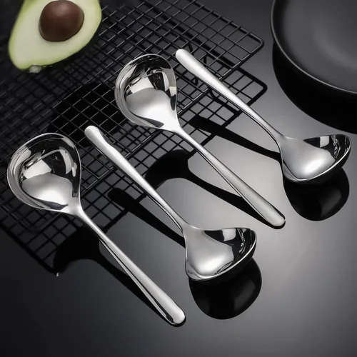 Miniatura 5 de Cucharas de sopa de acero inoxidable para ramen, juego de 4 cucharas de sopa asiáticas pulidas con espejo (mango corto)
