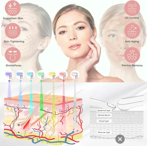 Miniatura 2 de Fxtiaa Varita de cara LED, 7 en 1 terapia de luz LED facial rojo y azul herramienta de rejuvenecimiento