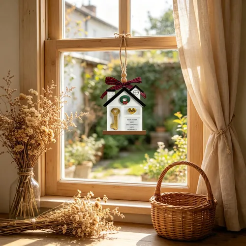Miniatura 7 de 2026 New Home Ornament, Wooden New House New Beginning Ornament Housewarming Gifts for New Home, New House Presents for Women Couple, Ideal New