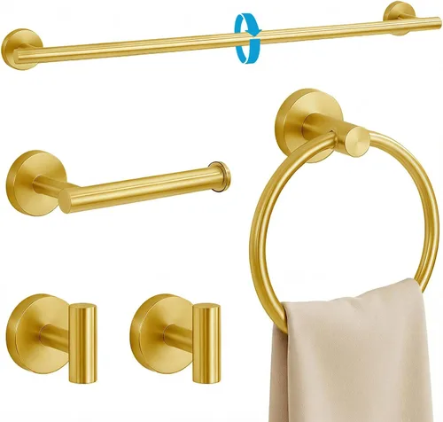 Miniatura 11 de Juego de 5 piezas de herrajes de baño negro mate, juego de toalleros para baño de acero inoxidable SUS304, portarrollos de papel higiénico montado