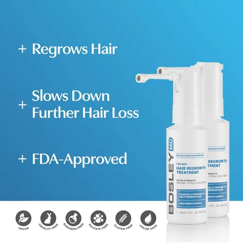 Miniatura 2 de BosleyMD Pulverizador Minoxidil sin ensuciar para hombre, extra fuerte, 2 onzas líquidas (2 unidades)