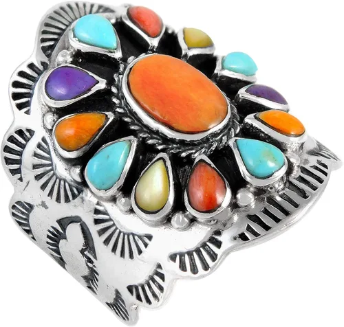 Anillo de plata de ley con piedras preciosas auténticas y turquesa (selecciona color)