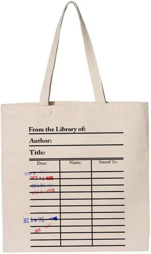 Miniatura 2 de Universal Zone Bolsa para tarjetas de biblioteca. Tarjetero con sellos de vencimiento de día. Bolsa para libros, Beige