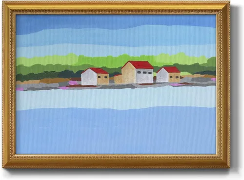 Miniatura 22 de Arte de pared de mapa de Estados Unidos azul sobre líneas blancas y rojas, pintura de fondo, arte abstracto moderno, decoración del hogar, lienzo