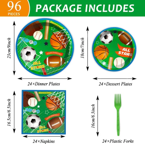 Miniatura 2 de Platos y Servilletas de Fiesta Deportiva, Vajilla de Fiesta Superestrella, Cumpleaños All Star, Béisbol, Fútbol Americano, Fútbol, Baloncesto