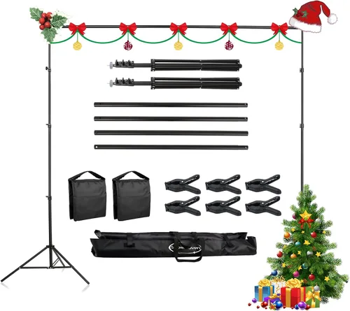 Miniatura 8 de ShowMaven Soporte para Telón de Fondo, 6.4 pies x 10 pies Soporte Ajustable para Fondo de Fotografía con Bolsa de Transporte para Fotografía Estudio